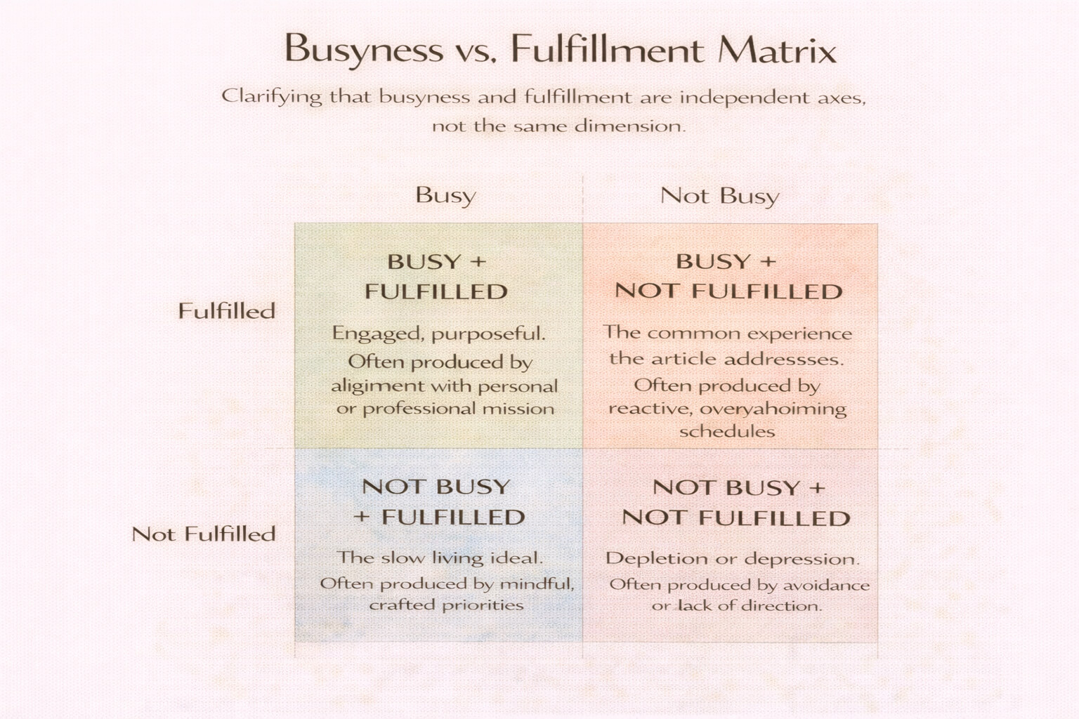 busyness vs fulfillment matrix